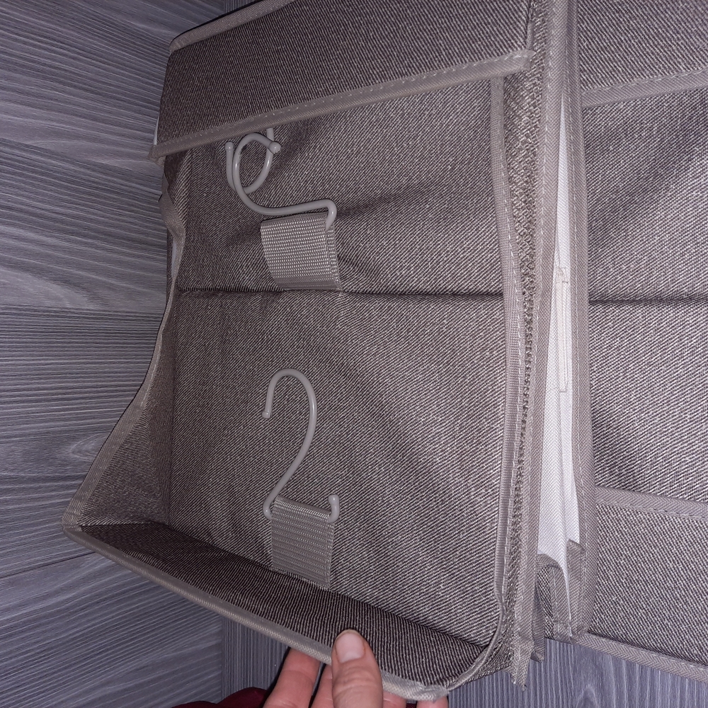 Tan Closet Hanging Organizer with Structured Design